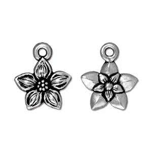 Achat Charm fleur de jasmin métal plaqué argent vieilli 14mm (1)