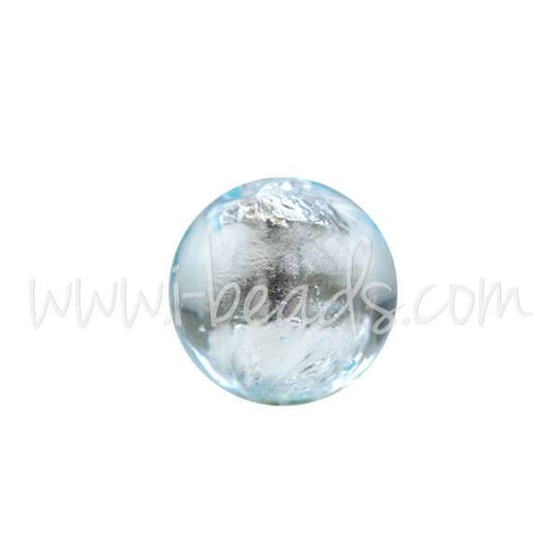 Achat Perle de Murano ronde bleu et argent 6mm (1)