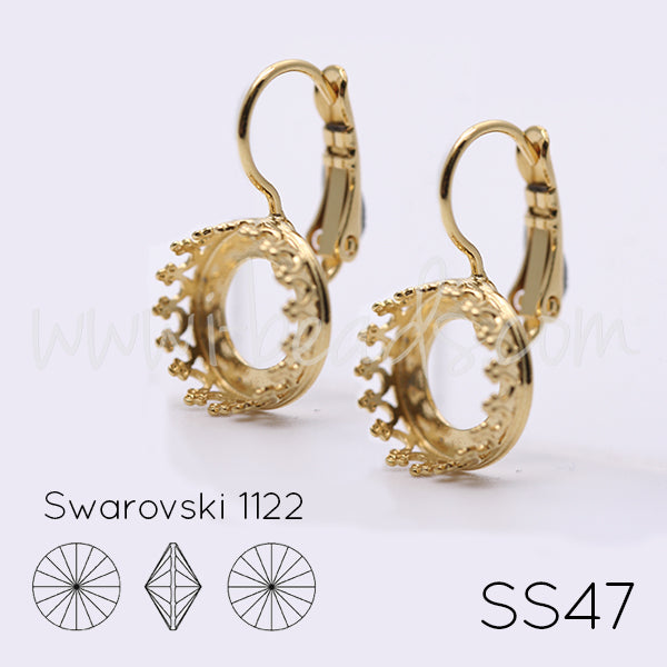 Serti boucle d'oreilles Vintage pour Swarovski 1122 10mm-SS47 doré (2)