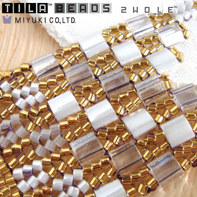 Cc592 - perles Miyuki tila ant ivory pearl ceylon 5mm (25)