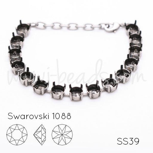 Bracelet sertir pour 15 Swarovski 1088 SS39 argenté vieilli (1)