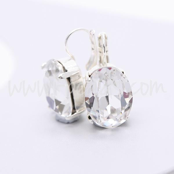 Serti boucle d'oreilles pour Swarovski 4120 18x13mm argenté (2)