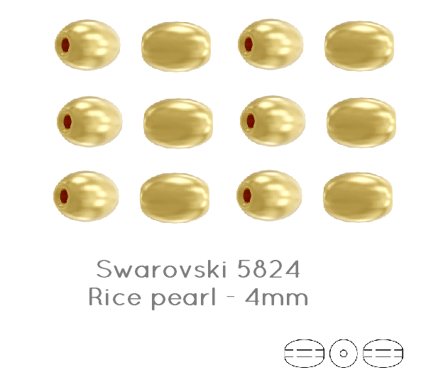 5824 Swarovski rice Gold Pearl 4mm - 0.4mm (20)