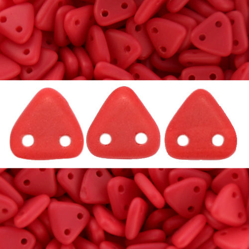 Achat Perles 2 trous CzechMates triangle matte opaque red 6mm (10g)