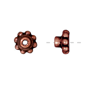 Perle rondelle precision métal finition cuivre vieilli 6mm (2)