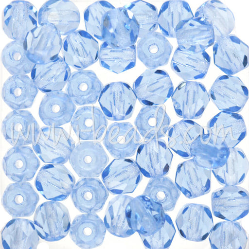 Perles facettes de bohème light sapphire 6mm (50)