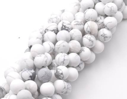 Perles rondes howlite blanc matte - 8mm sur fil (1)
