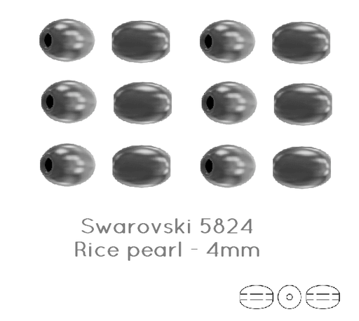 5824 Swarovski rice Dark Grey Pearl 4mm - 0.4mm (20)