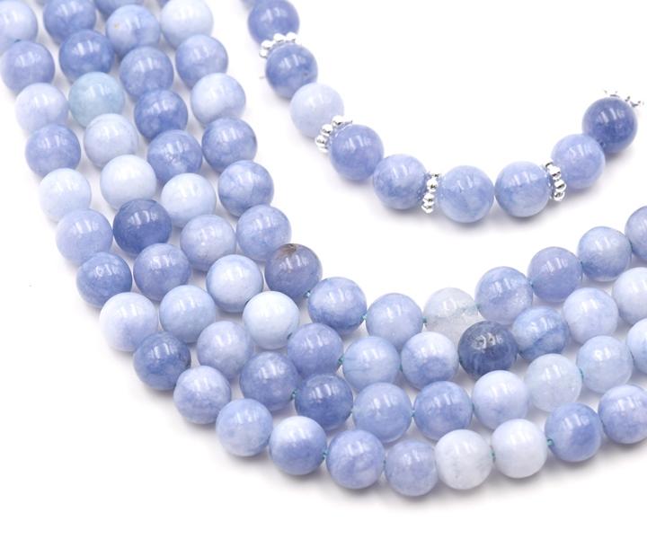 Quartz naturel teint imitation aigue-marine - perles rondes, 6 mm (1 fil)