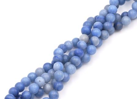 Perles rondes Aventurine Bleu 8mm sur fil (1 fil)
