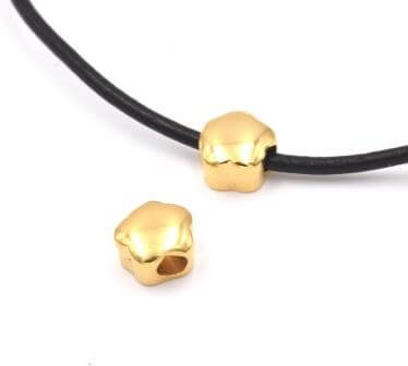 Perles fleur en acier inoxydable, métal doré - 10x5mm trou 2,5mm (1)