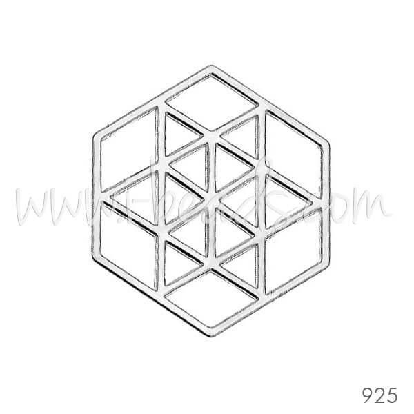 Lien laser cut argent 925 hexagone 16mm (1)