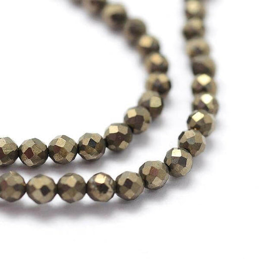 Achat Perles à facettes pyrite naturelle, 2x0,5mm - ronde 175 perles (1 fil)