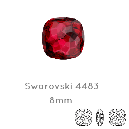 Achat 4483 Swarovski Fantasy Cushion Fancy Stone SCARLET - 8mm (1)
