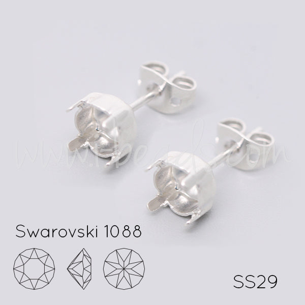 Serti boucle d'oreilles pour Swarovski 1088 SS29 argenté (2)
