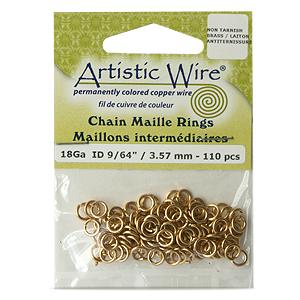 110 anneaux chaine maille Artistic Wire laiton 18ga 9/64