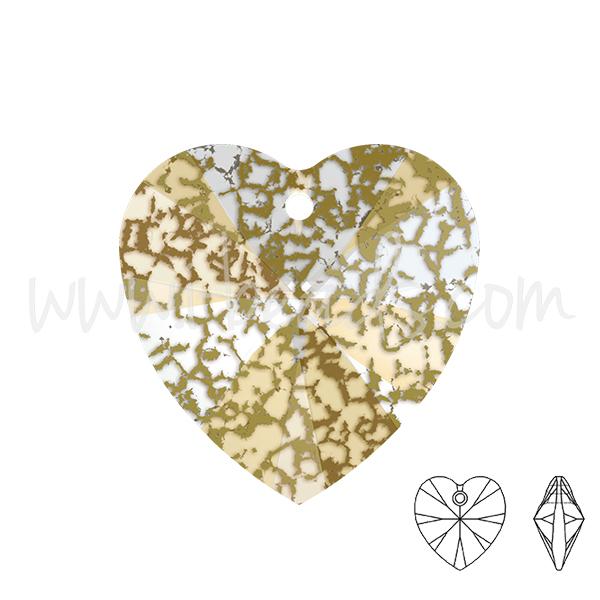 Pendentif coeur Swarovski 6228 crystal gold patina effect 10mm (1)