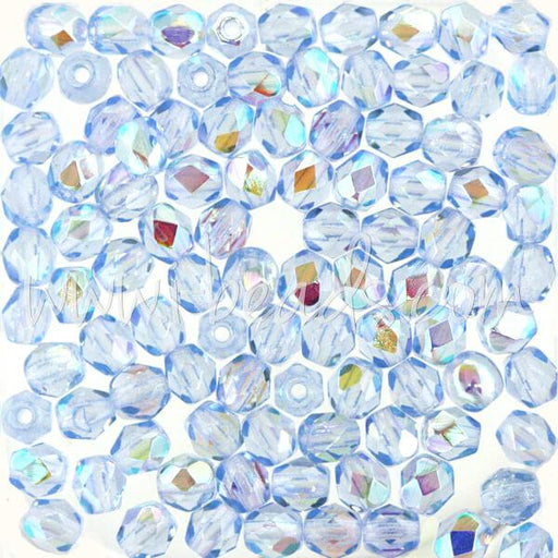 Achat Perles facettes de bohème light sapphire ab 4mm (100)