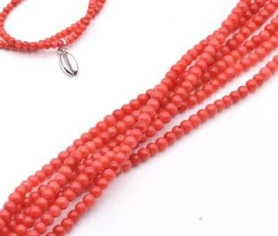 Achat Perles rondes corail bambou rouge oragne 3mm sur fil (1 fil - 125 perles)