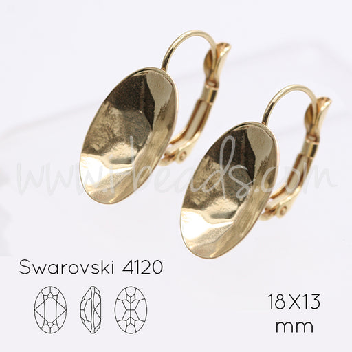 Achat Serti boucle d&#39;oreilles pour Swarovski 4120 18x13mm doré (2)