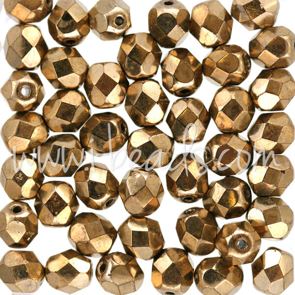 Perles facettes de bohème bronze 6mm (50)