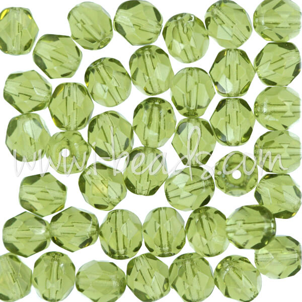 Perles facettes de bohème olivine 6mm (50)