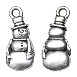 Achat Charm bonhomme de neige métal plaqué argent vieilli 22mm (1)