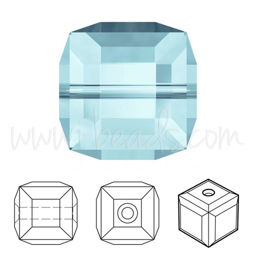 Achat Perles cube Swarovski aquamarine 6mm (2)