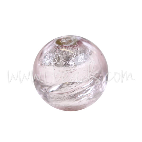 Perle de Murano ronde améthyste et argent 8mm (1)