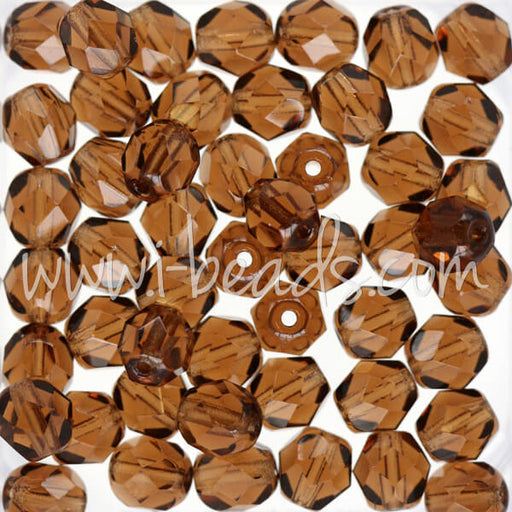 Achat Perles facettes de bohème smoked topaz 6mm (50)