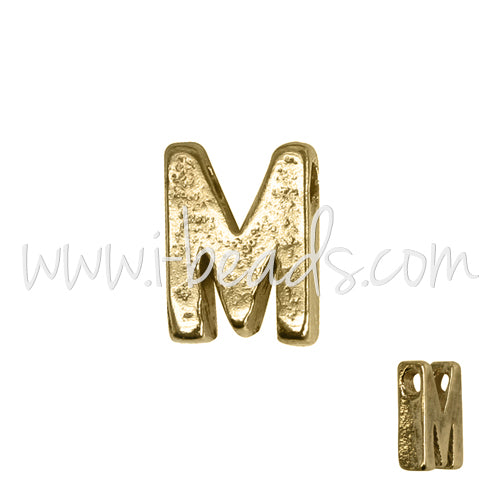 Perle lettre M doré or fin 7x6mm (1)