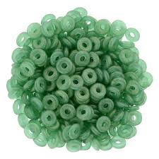 O beads 1x3.8mm Sueded Gold Atlantis Green heishi (5g)