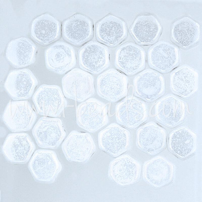 Perles Honeycomb 6mm chalk luster (30)
