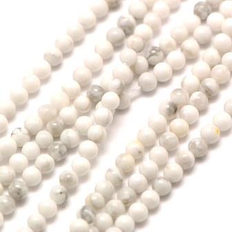 Howlite naturelle, perles rondes, 2mm, trou: 0.8mm, env 184 pc (vente 1 rang)