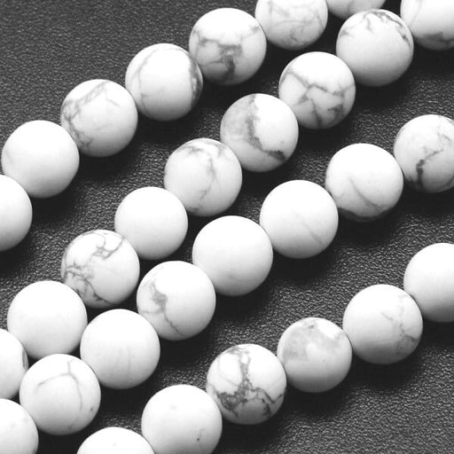 Achat Perles rondes howlite blanc matte givrée - 6mm sur fil (1)