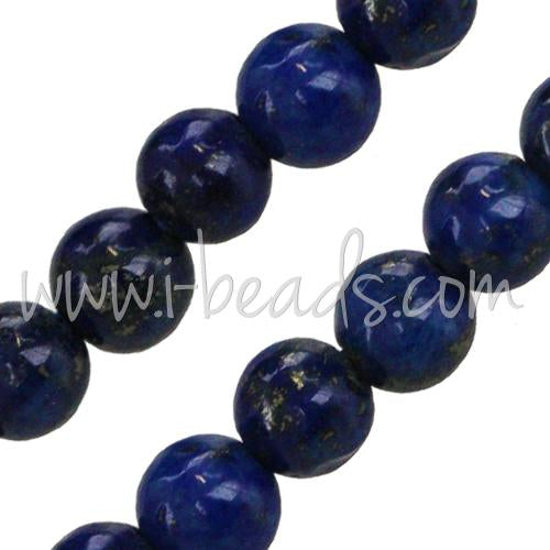 Perles rondes Lapis Lazulis reconstituées 10mm sur fil (1)