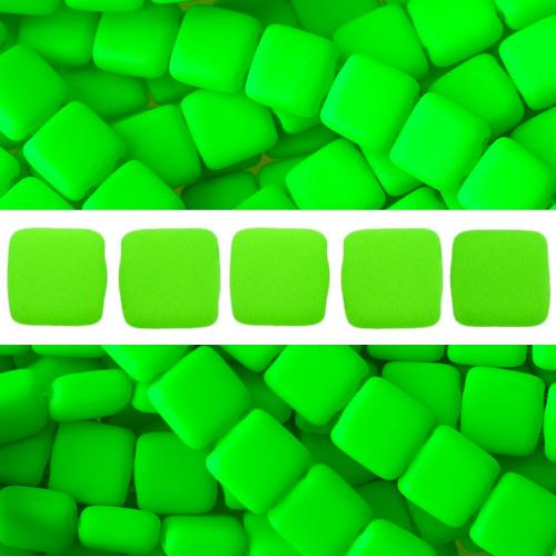 Perles 2 trous CzechMates tile Neon Green 6mm (50)
