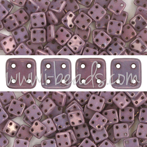 Perles 4 trous CzechMates QuadraTile 6mm Luster Opaque Lilac (10g)