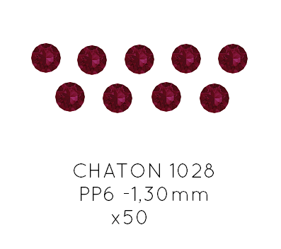 Achat Swarovski 1028 Xilion chaton Ruby Foiled - PP6 -1,30mm (50)