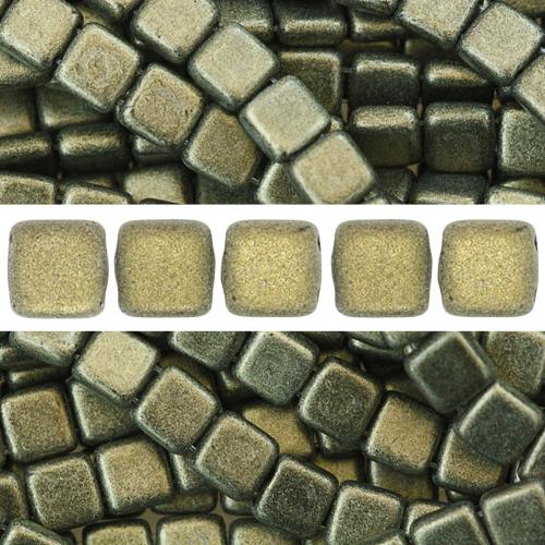 Perles 2 trous CzechMates tile Metallic Suede Gold 6mm (50)