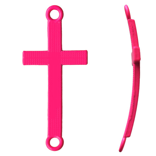 Lien croix pour bracelet rose fluo 17x37mm (1)