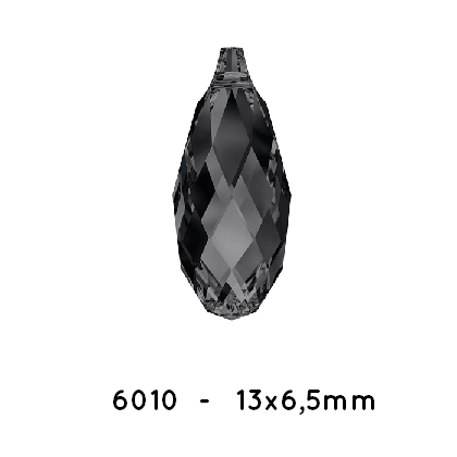 Achat Swarovski 6010 Briolette pendentif Crystal Silvernight -13x6,5mm (2)
