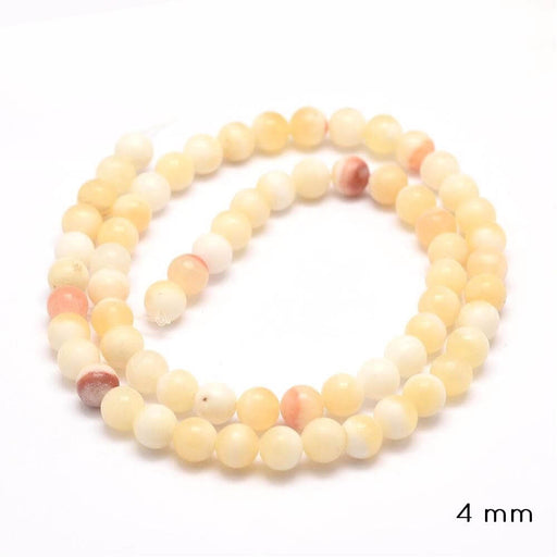 Achat Perles rondes jade naturel jaune miel - 4mm environ 95 perles (1 fil)