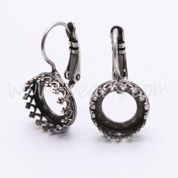 Serti boucle d'oreilles Vintage pour Swarovski 1122 10mm-SS47 argenté vieilli (2)