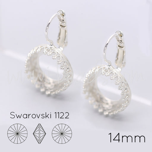 Achat Serti boucle d&#39;oreilles Vintage pour Swarovski 1122 14mm argenté (2)