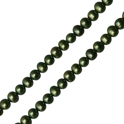 Perles d'eau douce rondes olivine 6mm (1)