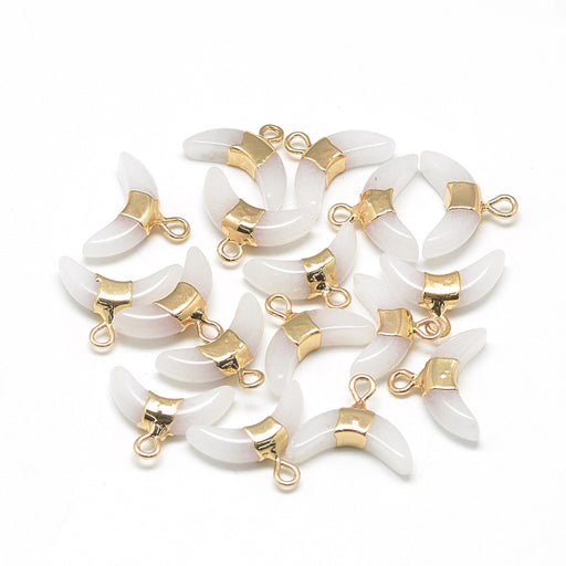 Achat Jade Blanc Pendentif corne, sertis doré- 12mm long, 16mm Largeur (1)