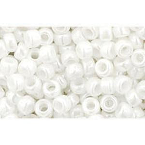 Achat cc121 - perles de rocaille 8/0 opaque lustered white (10g)