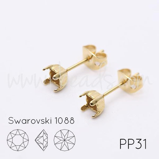Achat Serti boucle d&#39;oreilles pour Swarovski 1088 4mm-pp31-SS19 doré (2)