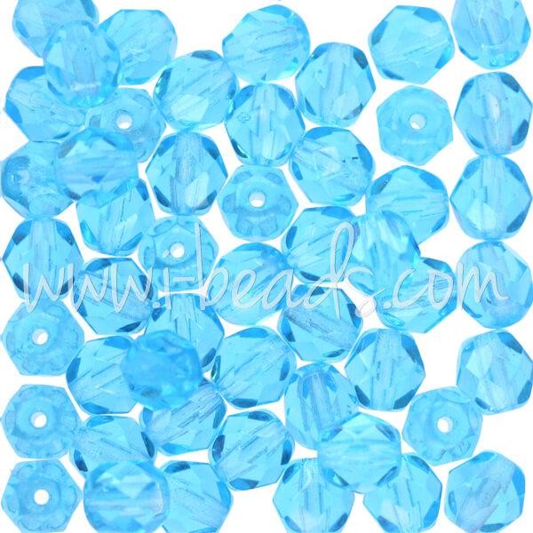25 Perles Facettes De Bohême 6mm Couleur Aquamarine - Marque Preciosa - Neuf Origine France